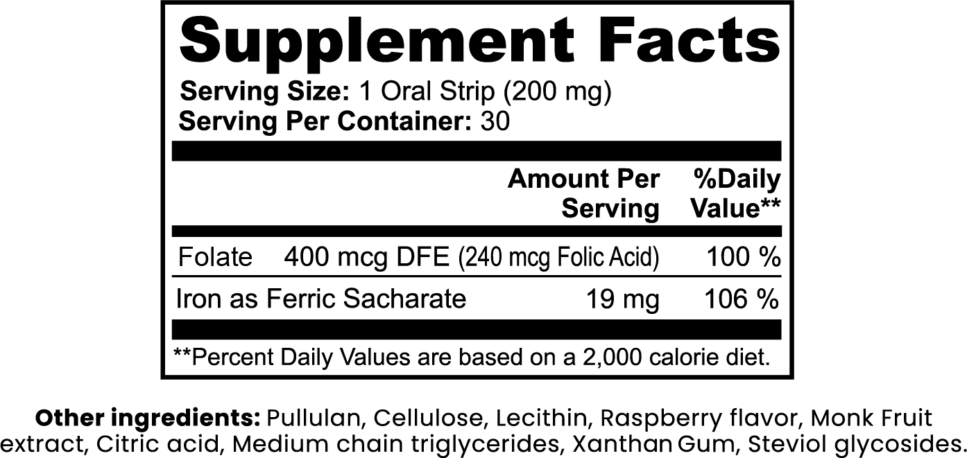Iron Mom Supplement Facts label, full size